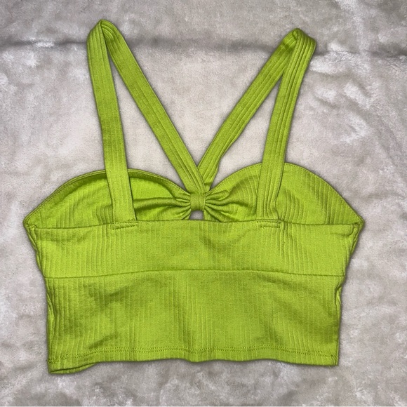 PAC Cares Green Ribbed Cropped Tank Top Size Small - Picture 3 of 5